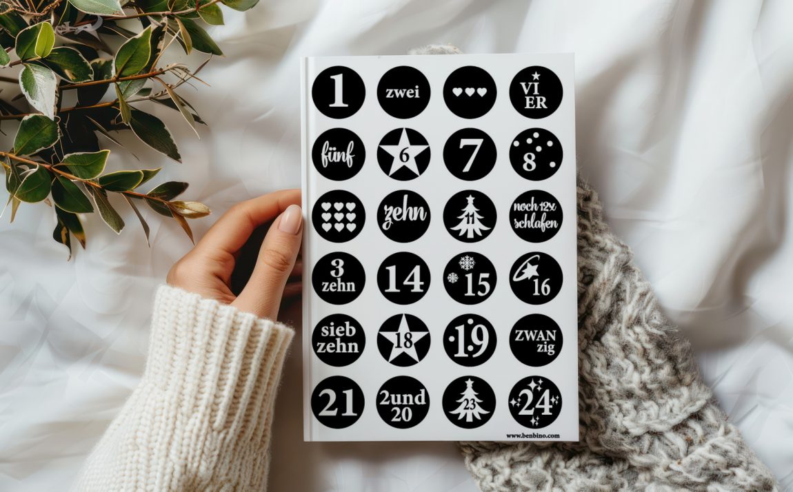 Adventskalender, Advent, Vorweihnachtszeit, Adventskalenderzahlen, Zahlen, DIY, basteln, ausdrucken, ausschneiden, download, benbino