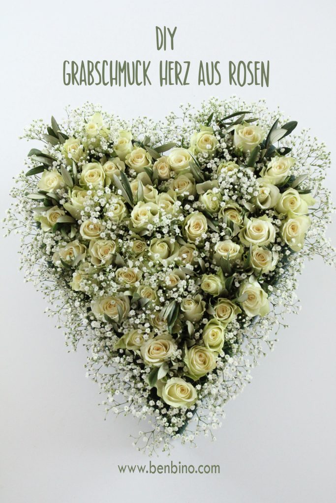 benbino, Grabschmuck, Grabherz, Grabschmuck selbermachen, DIY, Herz aus Rosen, Rosenherz, kostenlose Anleitung