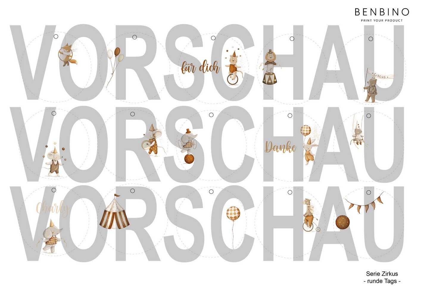 Kindergeburtstag, Mottogeburtstag, Motto, Geburtstag, Zirkus, Circus, Tags, Geschenkanhänger, Danke, Cupcakes, benbino
