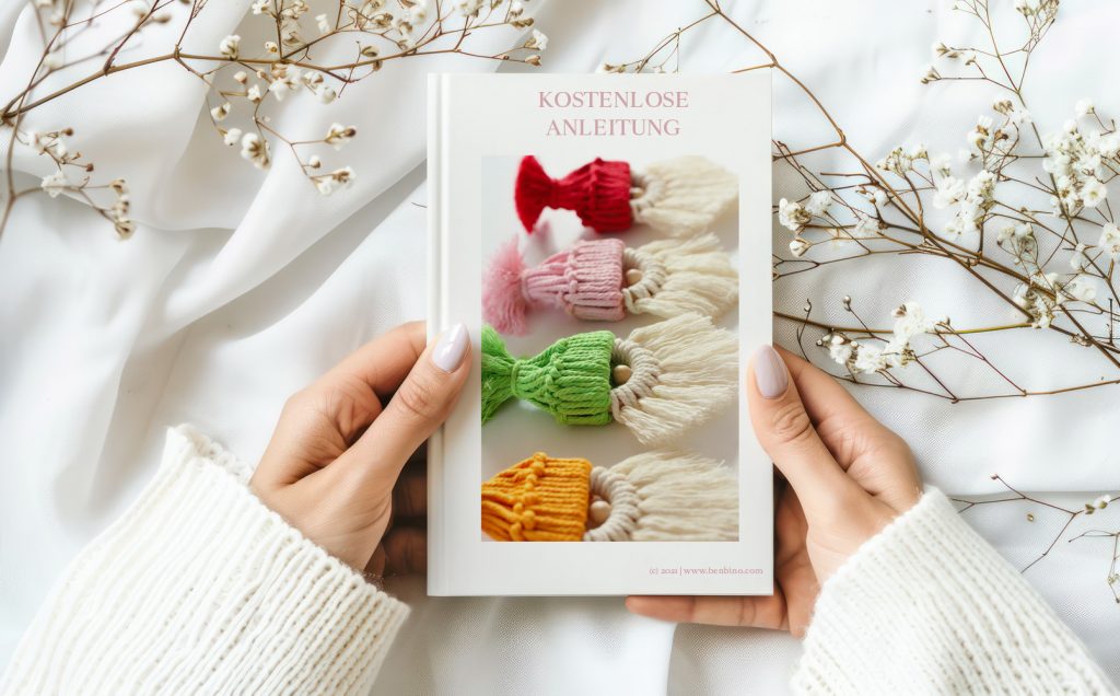 Makramee Wichtel, Zwerg, kostenlos, Anleitung, download, ausdrucken, Drucker, freebie, Geschenk, Weihnachten, Anhänger, DIY, basteln, benbino