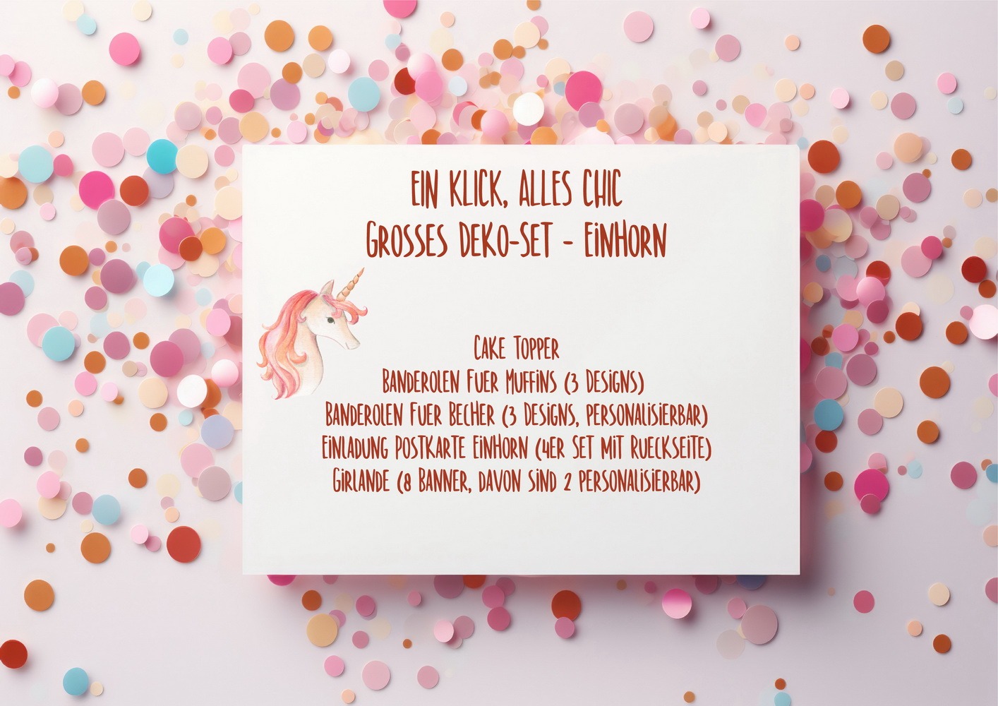 Einhorn, unicorn, Deko-Set, Dekoset, Kindergeburtstag, Taufe, Geburtstag, Mottoparty, Ein Klick alles chic, benbino