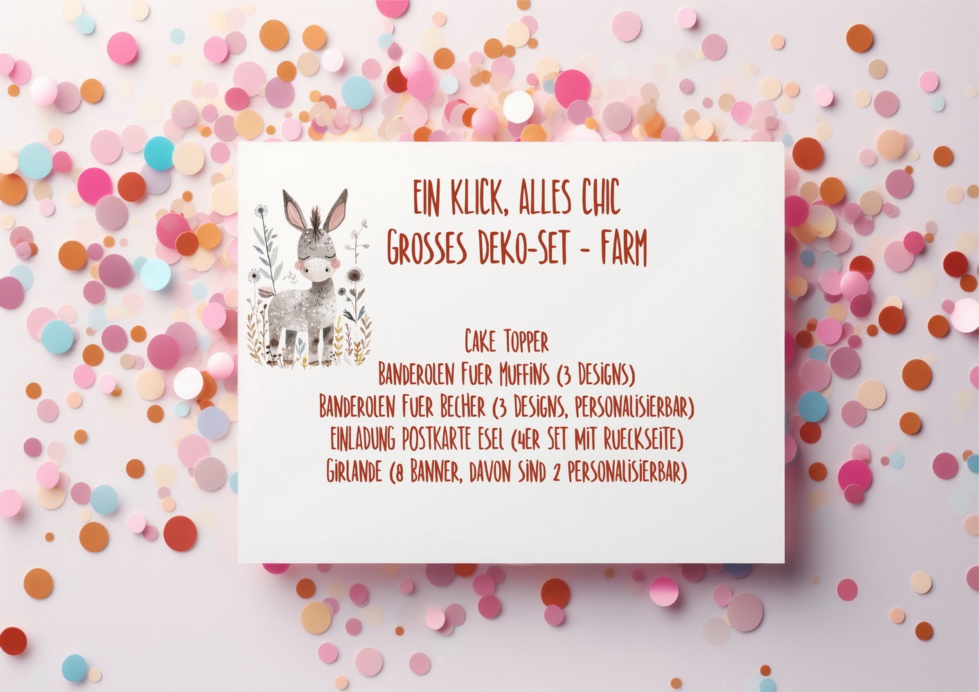 Farm, Bauernhof, Deko-Set, Dekoset, Kindergeburtstag, Taufe, Geburtstag, Mottoparty, Ein Klick alles chic, benbino