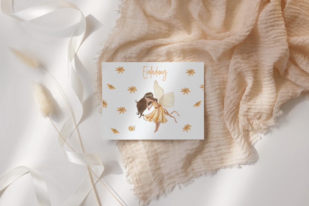 Kindergeburtstag, Mottogeburtstag, Fee, fairy, Postkarte, Karte, Einladung, Deko, benbino