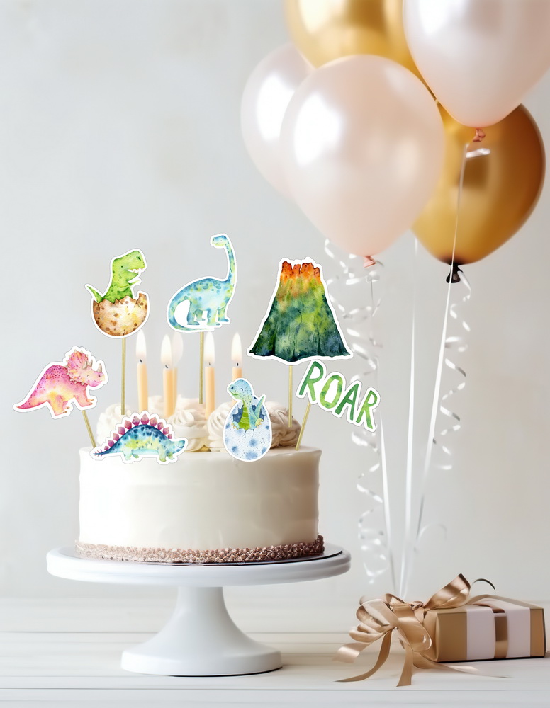 Kindergeburtstag, Mottogeburtstag, Motto, Geburtstag, benbino, Dinosaurier, Dinos, Cake Topper, Caketopper, Cupcake Topper, Torte