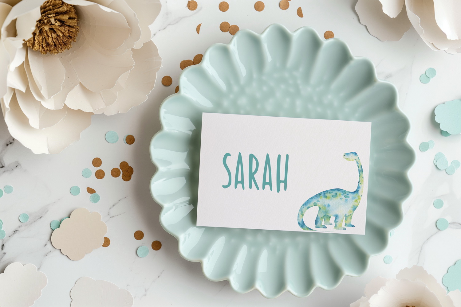 Kindergeburtstag, Mottogeburtstag, Motto, Geburtstag, benbino, Dinosaurier, Dinos, Platzkarten, Tischkarten, Namenskarten