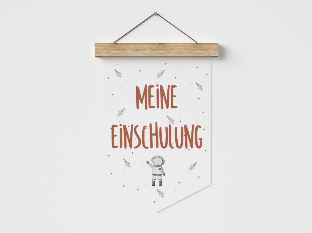 Einschulung, erster Schultag, Schulkind, Schule, Banner, Girlande, Einschulungsfeier, benbino