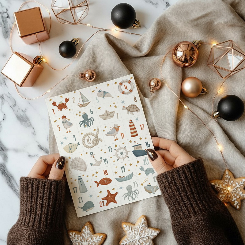 benbino, Adventskalender, Adventskalenderzahlen, Advent, Winter, Weihnachten, Zahlen 1 - 24, ausdrucken, download, DIY, Am Meer, Nordsee, Ozean, Wasser, Meer