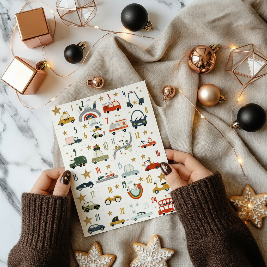 benbino, Adventskalender, Adventskalenderzahlen, Advent, Winter, Weihnachten, Zahlen 1 - 24, ausdrucken, download, Fahrzeuge, Autos, DIY
