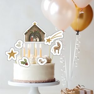 BENBINO, Tischkarten, Weihnachten, Christmas, Weihnachtsgeschichte, Krippe, Namenskarten, Platzkarten, Weihnachtsdeko, Weihnachtsessen, Weihnachtstafel, Gäste, Familienfeier, Familie, Cake Topper, Caketopper, Weihnachtstorte, Tortendeko, Topper