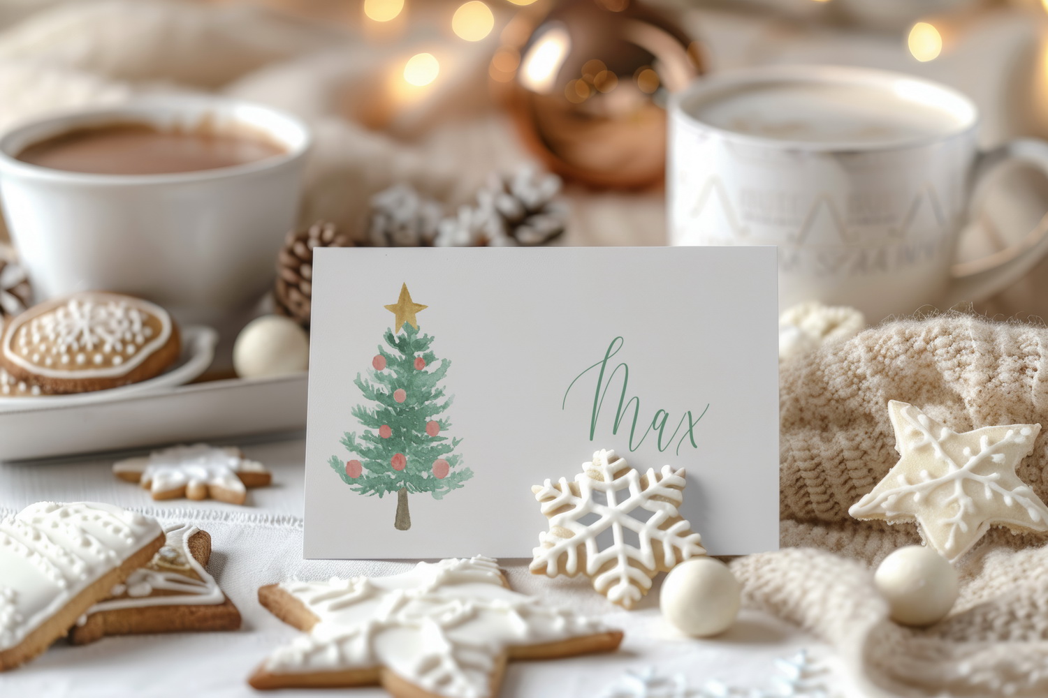 BENBINO, Tischkarten, Weihnachten, Christmas, Weihnachtsgeschichte, Krippe, Namenskarten, Platzkarten, Weihnachtsdeko, Weihnachtsessen, Weihnachtstafel, Gäste, Familienfeier, Familie