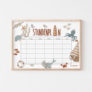 BENBINO Kindergeburtstag Am Meer Deko zum Download Ausdrucken Stundenplan Einschulung erster Schultag