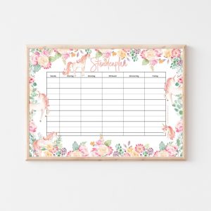 BENBINO Kindergeburtstag Einhorn unicorn Deko zum Download Ausdrucken Stundenplan Einschulung erster Schultag