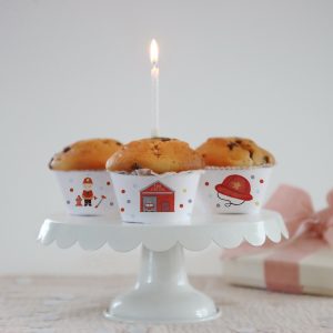BENBINO Kindergeburtstag Feuerwehr Deko zum Download Banderole Muffins Cupcakes
