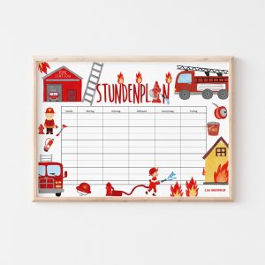 BENBINO Kindergeburtstag Feuerwehr Deko zum Download Ausdrucken Stundenplan Einschulung erster Schultag
