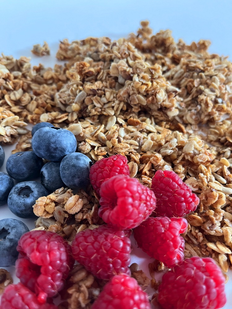 Granola Müsli Omega 3 Magnesium Himbeeren Blaubeeren Soja Joghurt benbino