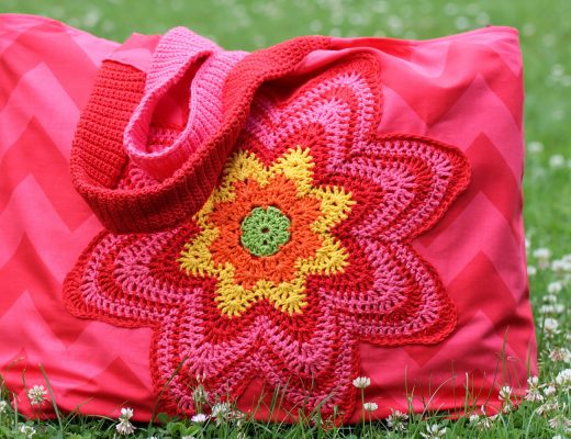 BENBINO, Strandtasche, nähen, Schnittmuster, Häkelblume, Häkelblüte, Shopper, DIY, Urlaub, selber nähen