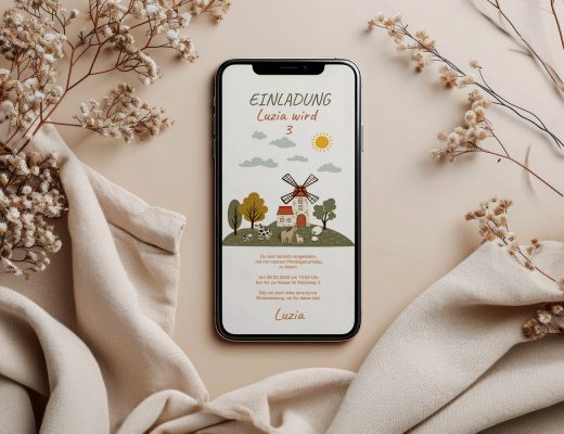 benbino, Kindergeburtag, Pferdegeburtstag, Pferdemädchen, Pferde, Mottogeburtstag, Bauernhof, Name, personalisieren, Einladung, WhatsApp, Smartphone, Handy, Telefon