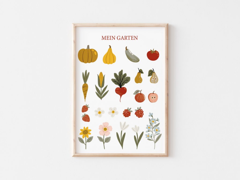 benbino, Kindergeburtag, Pferdegeburtstag, Pferdemädchen, Pferde, Mottogeburtstag, Bauernhof, Garten, Obst, Gemüse, Poster