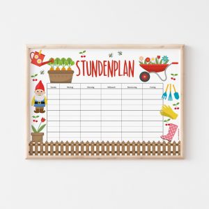 BENBINO, Kindergeburtstag, Mottogeburtstag, Geburtstag, Geburtstagsmotto, Garten, Gärtchen, Gärtnern, Stundenplan, Einschulung, Schule, Schulkind, kostenlos, Freebie