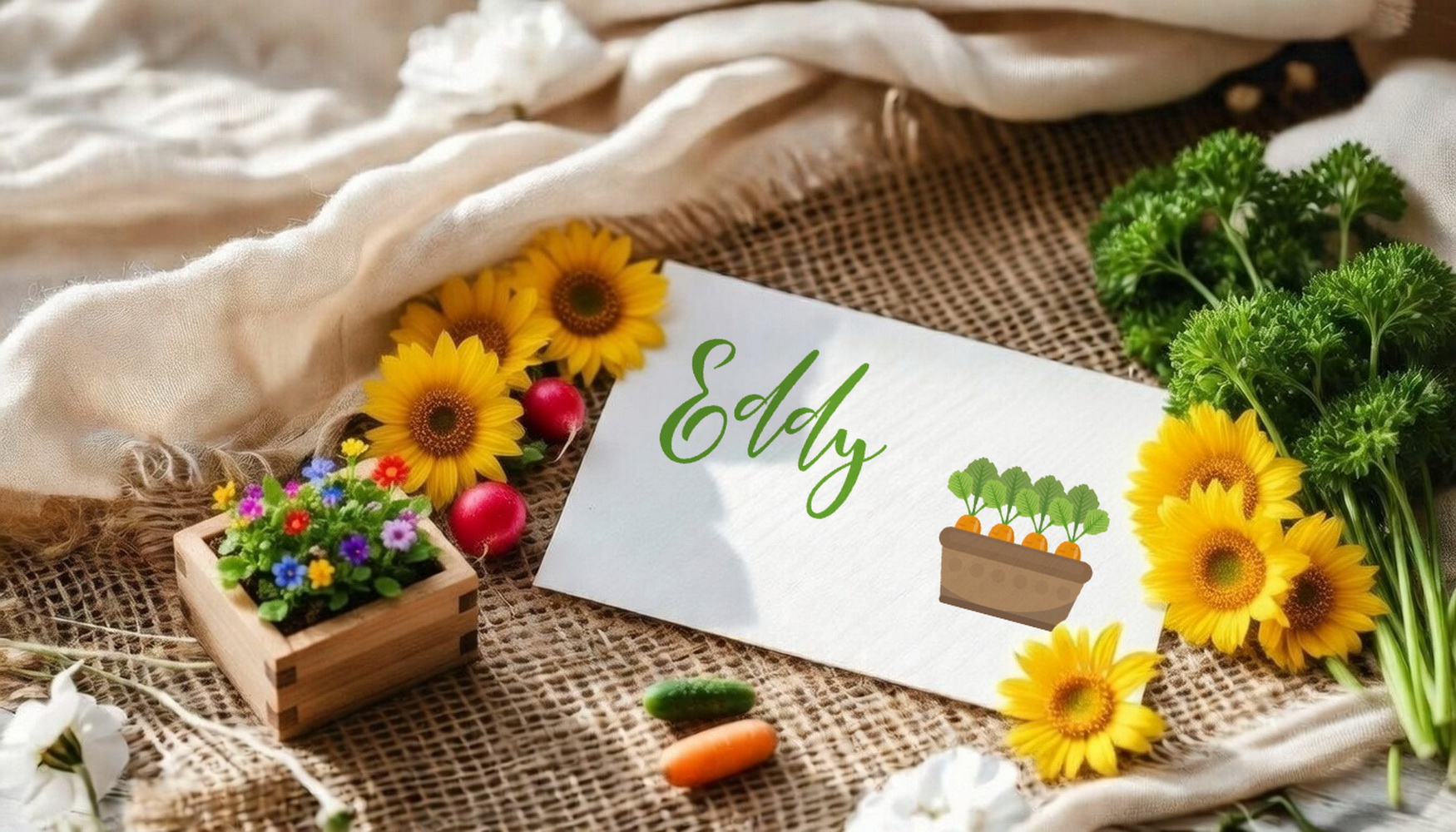 BENBINO, Kindergeburtstag, Mottogeburtstag, Geburtstag, Geburtstagsmotto, Garten, Gärtchen, Gärtnern, Girlande, Happy Birthday, Banderolen Muffins, Cupcakes, Deko, Geburtstagsdeko, Tischkarten, Platzkarten, Namenskarten, Vorname, Name, personalisieren, individualisieren