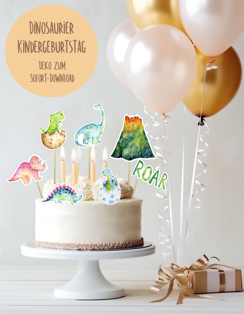 BENBINO Kindergeburtstag Dinos Dinosaurier Deko zum Download und Ausdrucken