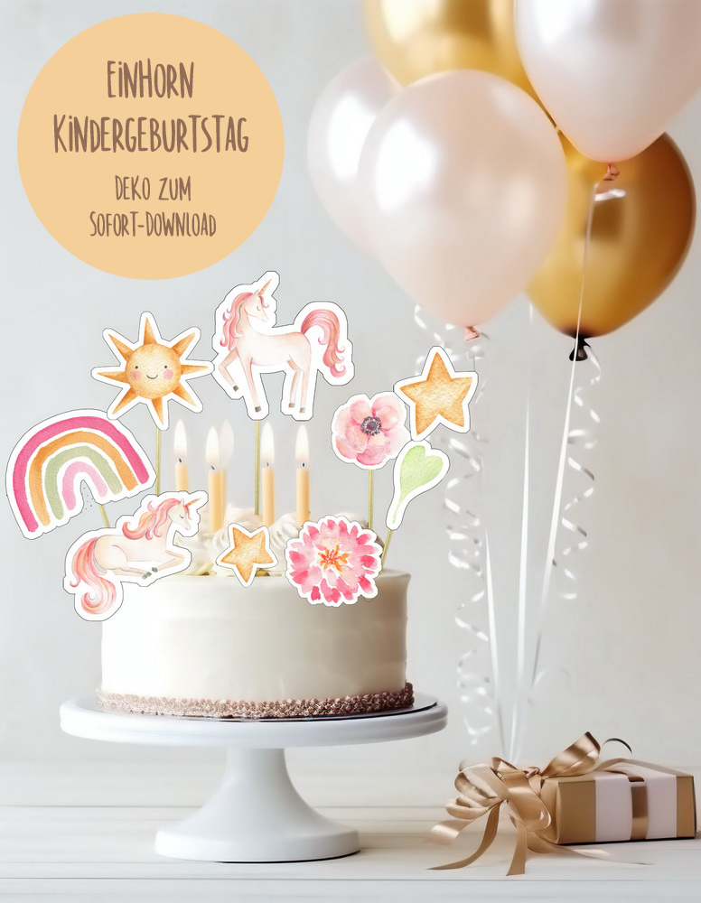 BENBINO Kindergeburtstag Einhorn unicorn Deko zum Download und Ausdrucken