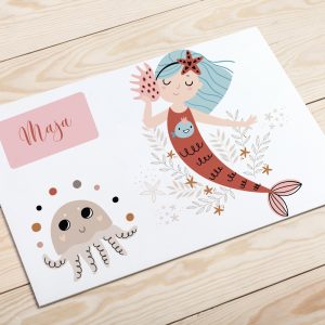 Kindergeburtstag, Mottogeburtstag, Motto, Geburtstag, Meerjungfrau, mermaid, Taufe, Kommunion, Geburt, Tischset, Platzset